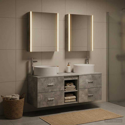 Set di mobili per il bagno 5 pz Grigio Cemento | homemem39