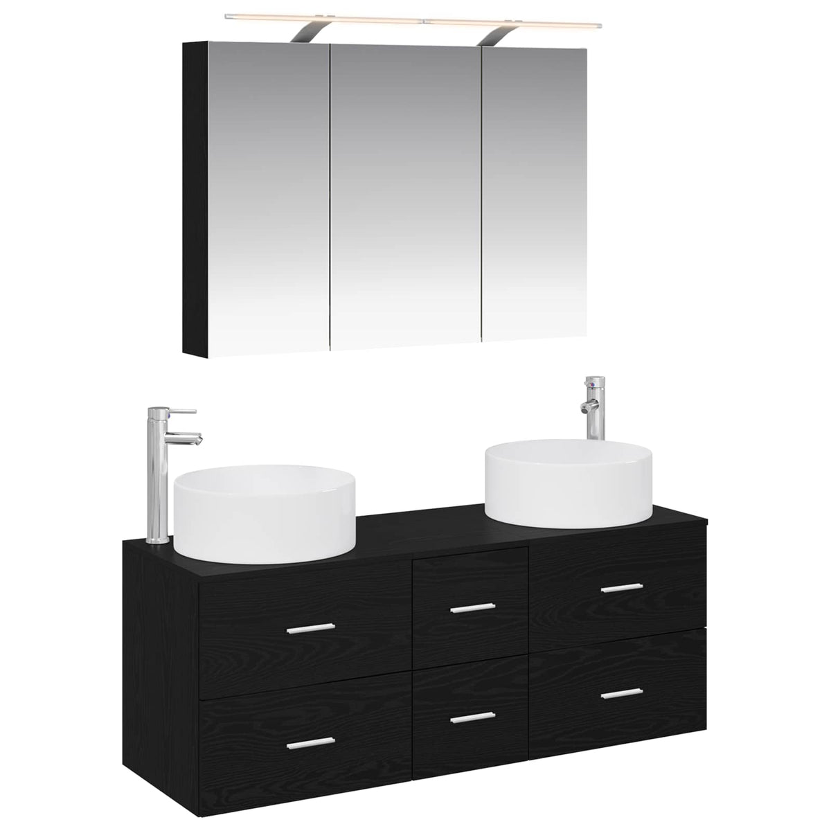 Set di mobili per il bagno 4 pz Rovere Nero | homemem39