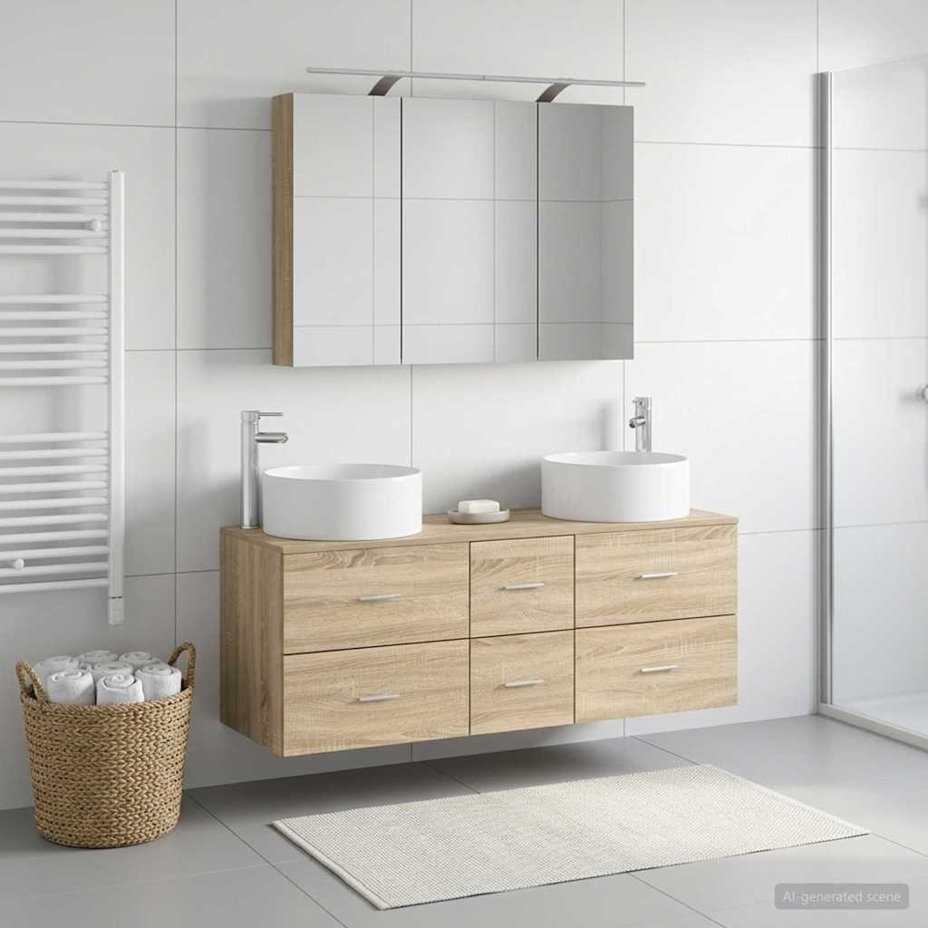 Set di mobili per il bagno 4 pz Rovere Sonoma | homemem39