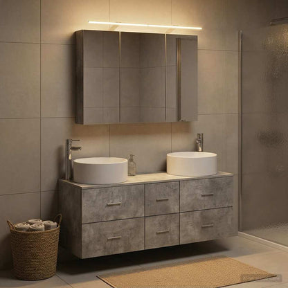 Set di mobili per il bagno 4 pz Grigio Cemento | homemem39