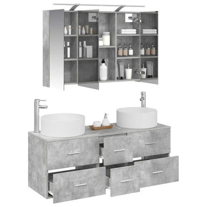 Set di mobili per il bagno 4 pz Grigio Cemento | homemem39