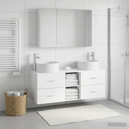 Set di mobili per il bagno 4 pz Bianco | homemem39
