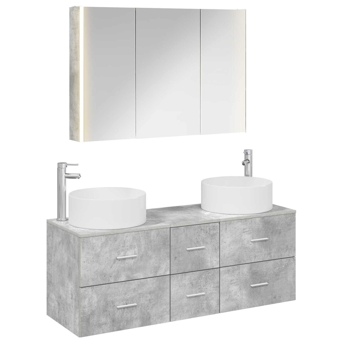 Set di mobili per il bagno 4 pz Grigio Cemento | homemem39
