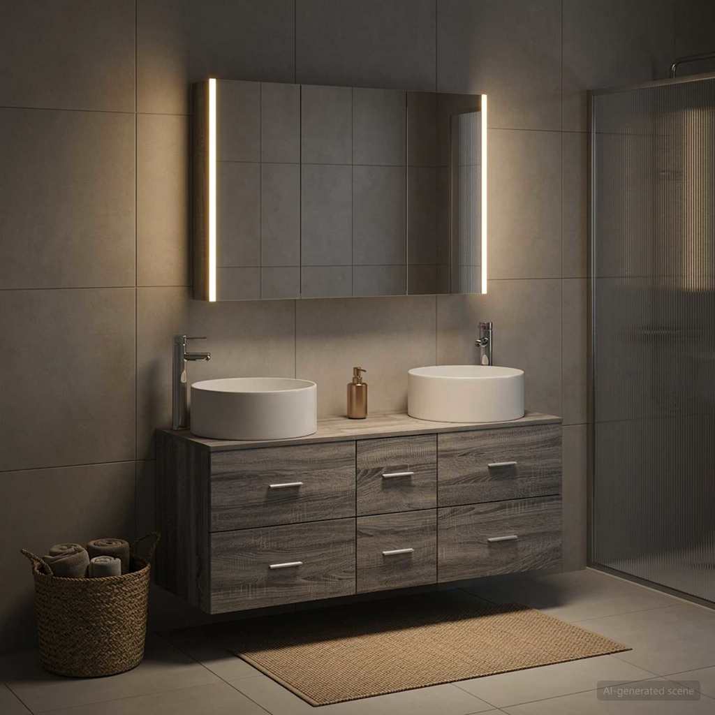 Set di mobili per il bagno 4 pz Sonoma grigio | homemem39