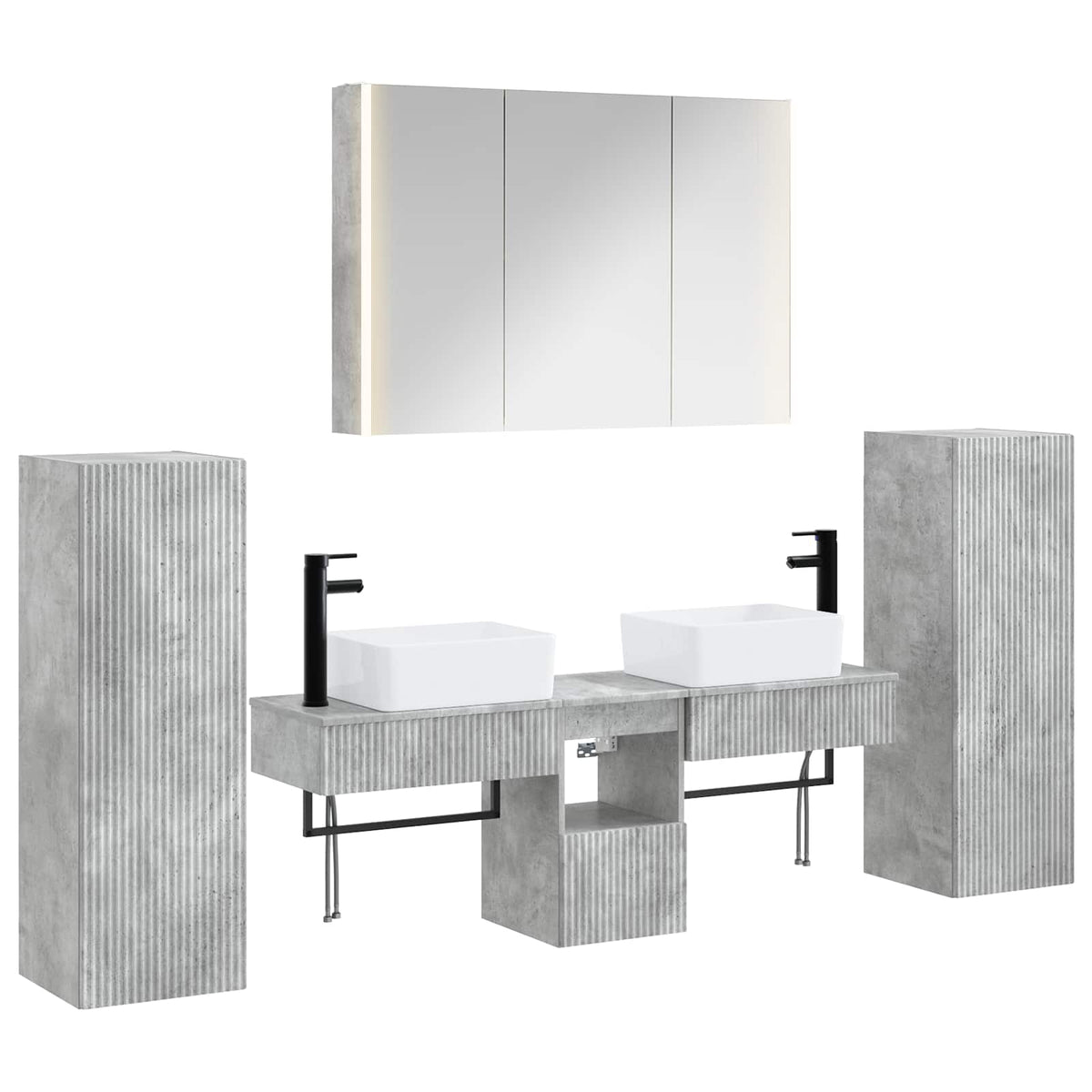 Set di mobili per il bagno 6 pz Grigio Cemento | homemem39