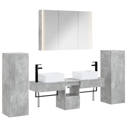 Set di mobili per il bagno 6 pz Grigio Cemento | homemem39