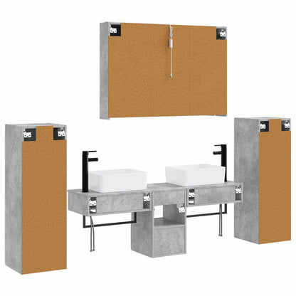 Set di mobili per il bagno 6 pz Grigio Cemento | homemem39