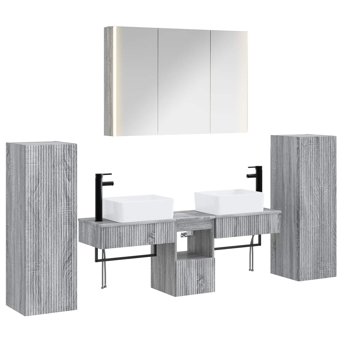 Set di mobili per il bagno 6 pz Sonoma grigio | homemem39