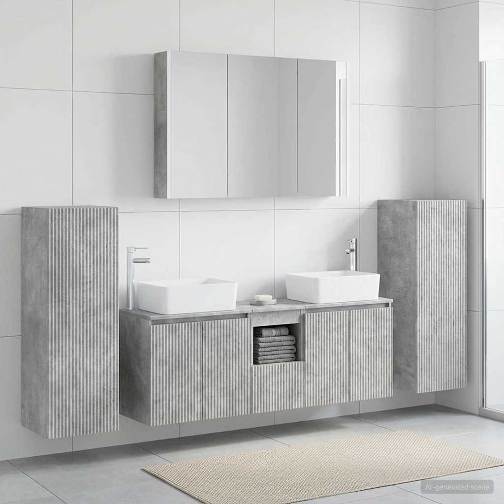 Set di mobili per il bagno 6 pz Grigio Cemento | homemem39
