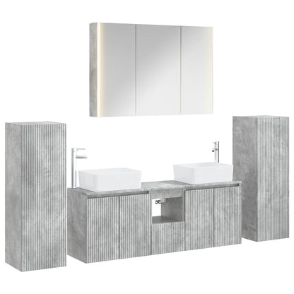 Set di mobili per il bagno 6 pz Grigio Cemento | homemem39