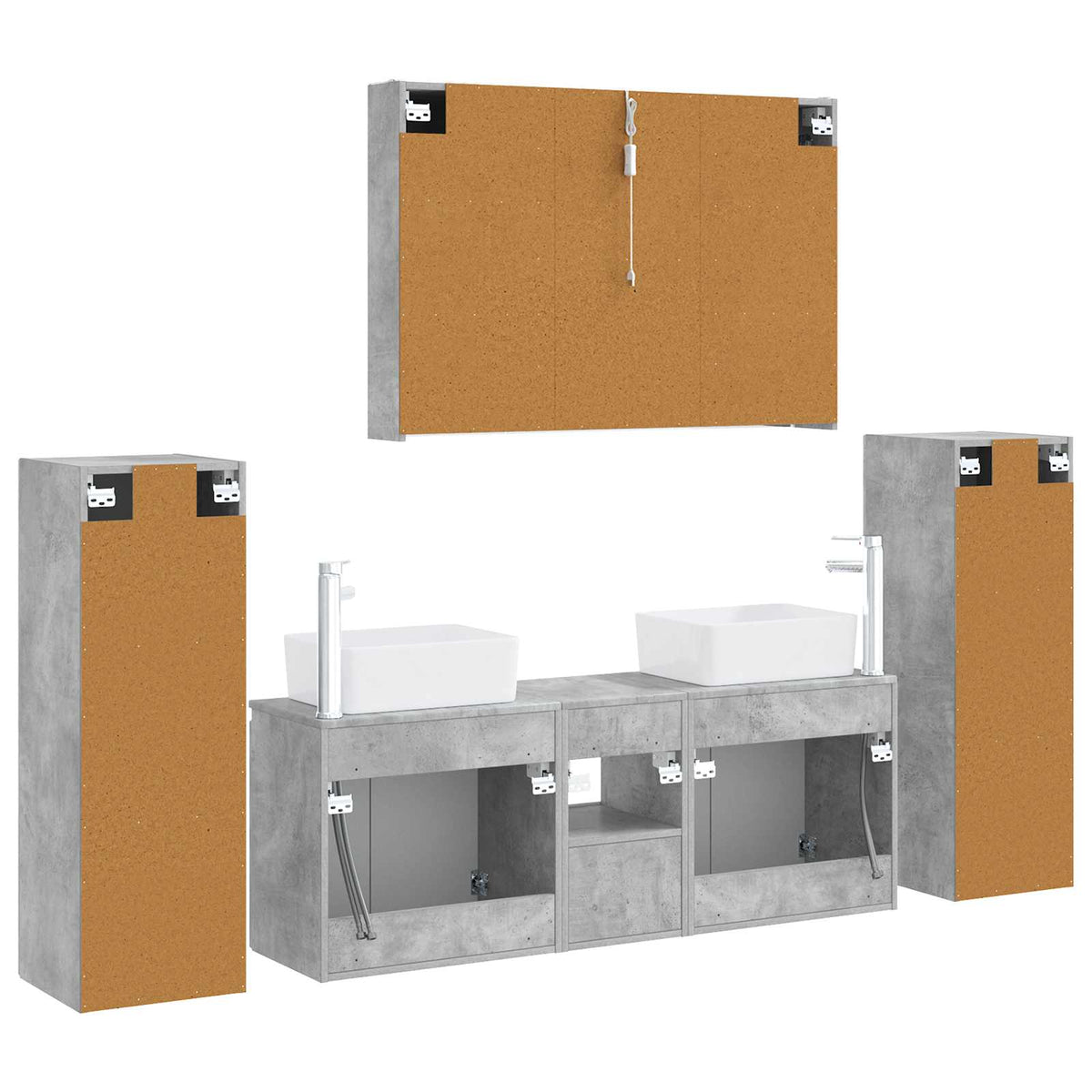 Set di mobili per il bagno 6 pz Grigio Cemento | homemem39