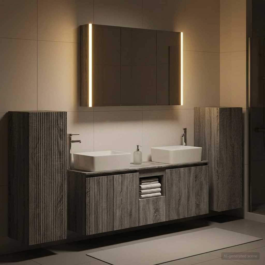Set di mobili per il bagno 6 pz Sonoma grigio | homemem39
