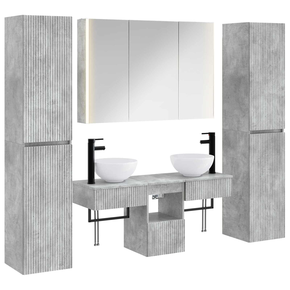 Set di mobili per il bagno 6 pz Grigio Cemento | homemem39