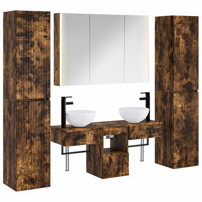 Set di mobili per il bagno 6 pz Rovere Fumo | homemem39
