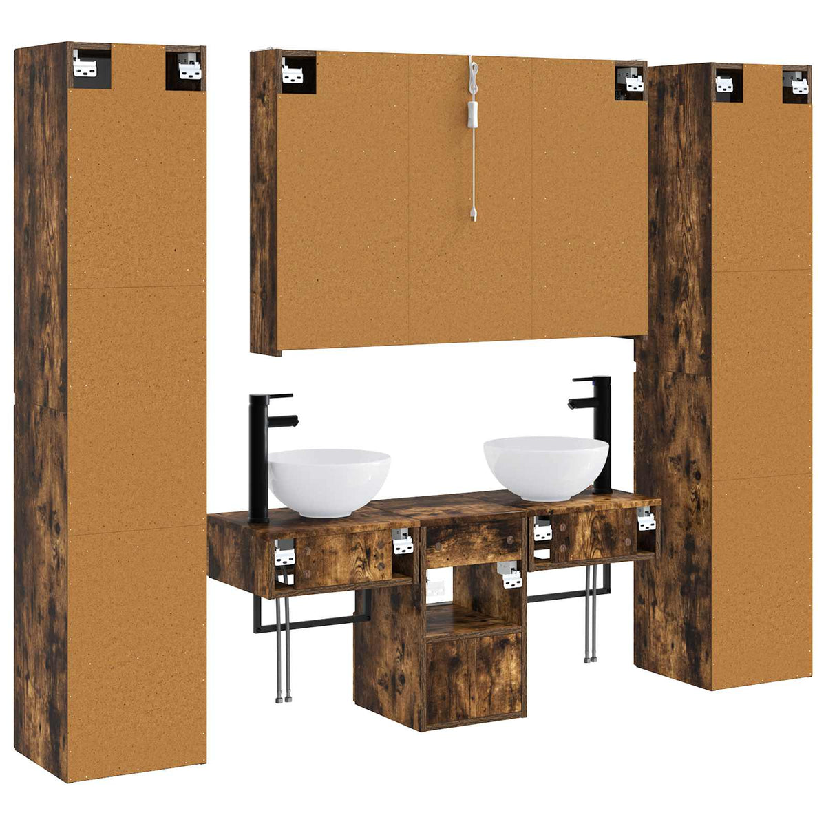 Set di mobili per il bagno 6 pz Rovere Fumo | homemem39