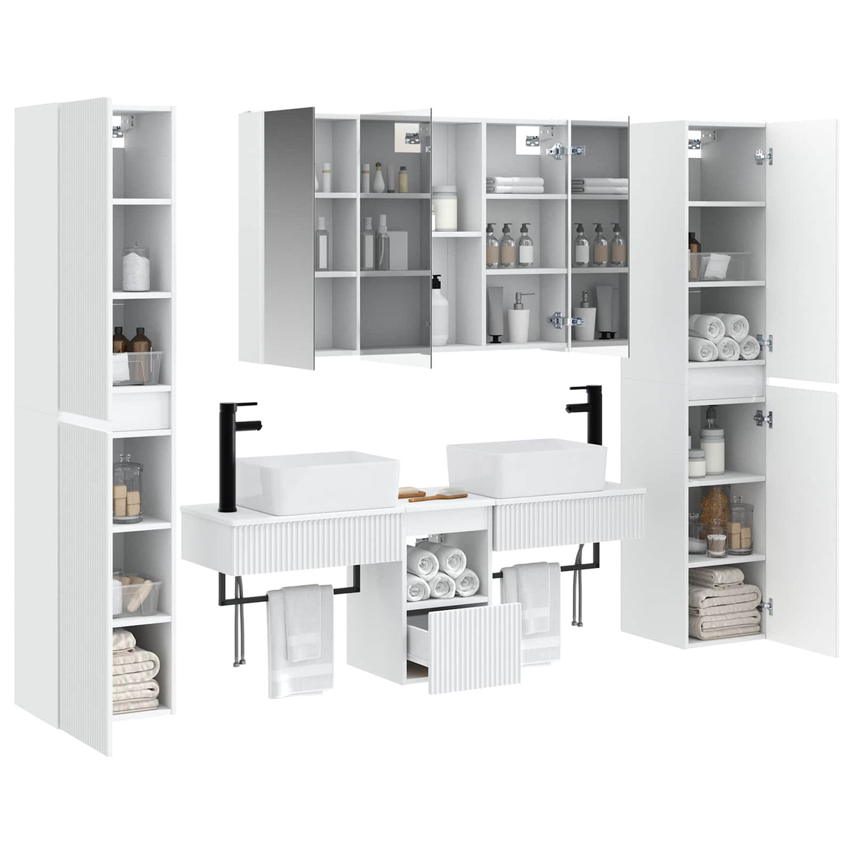 Set di mobili per il bagno 6 pz Bianco | homemem39
