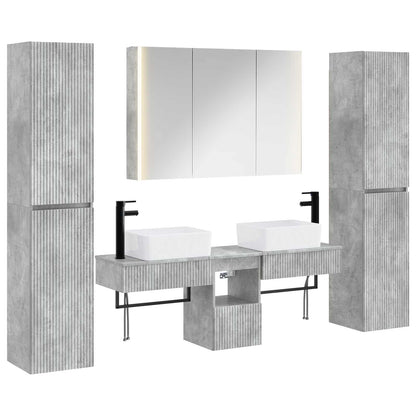 Set di mobili per il bagno 6 pz Grigio Cemento | homemem39