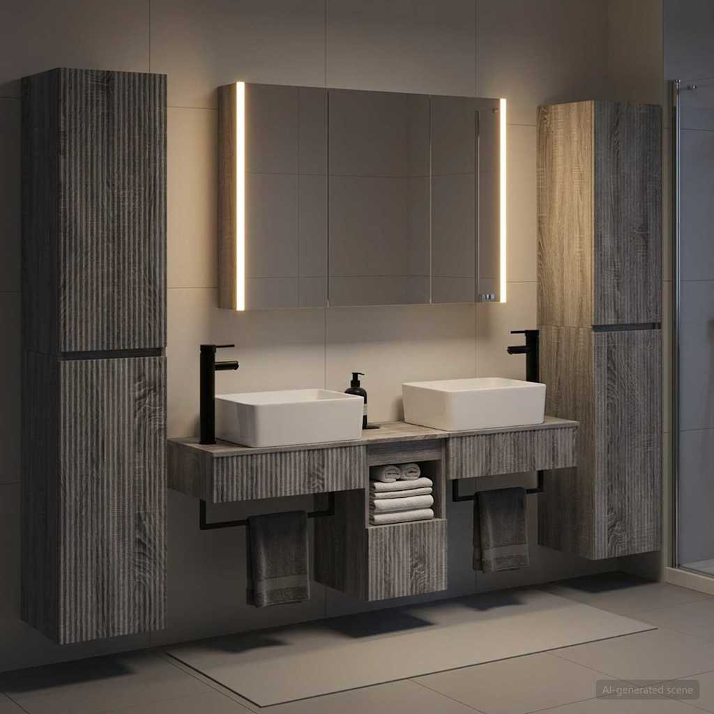 Set di mobili per il bagno 6 pz Sonoma grigio | homemem39