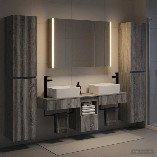 Set di mobili per il bagno 6 pz Sonoma grigio | homemem39