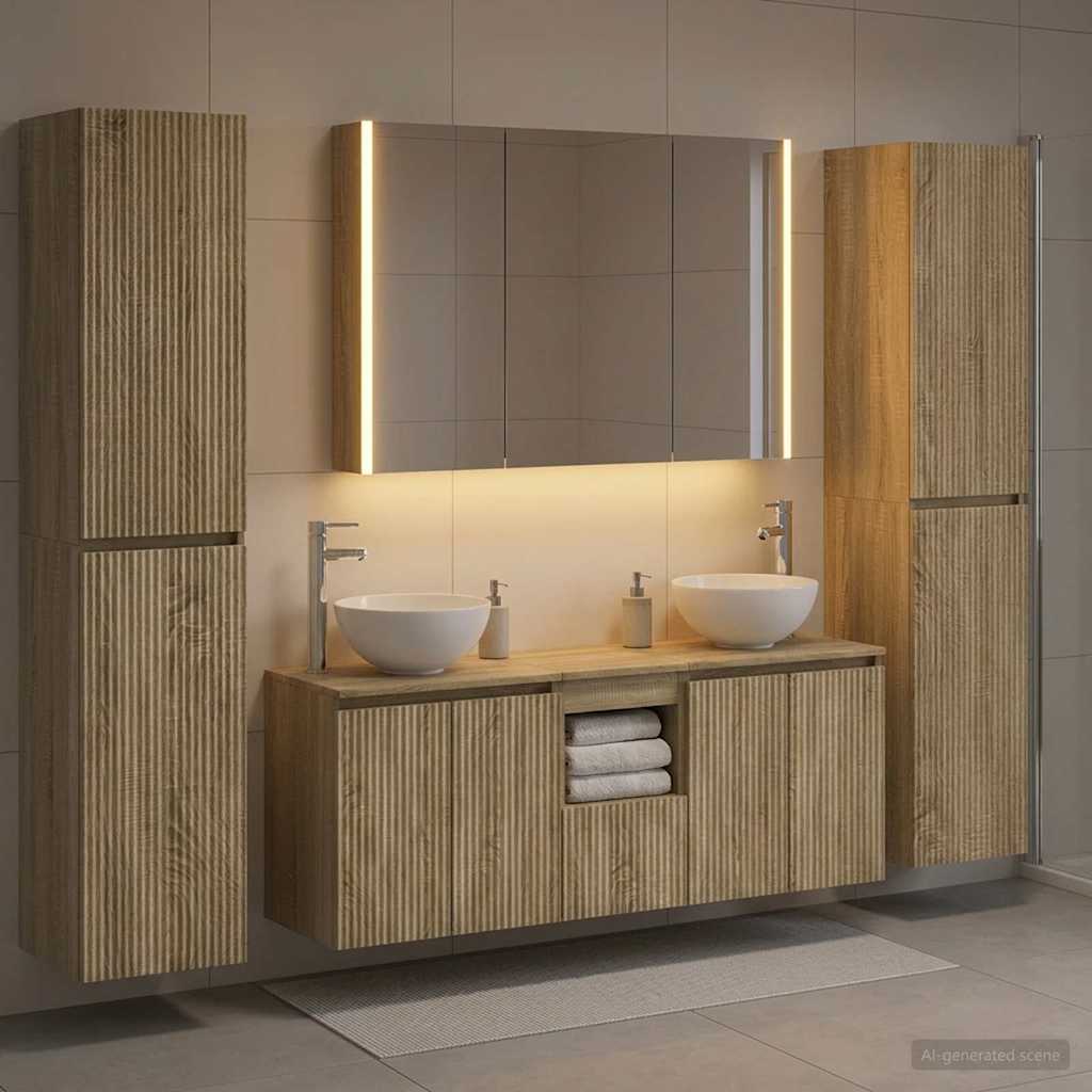 Set di mobili per il bagno 6 pz Rovere Sonoma | homemem39