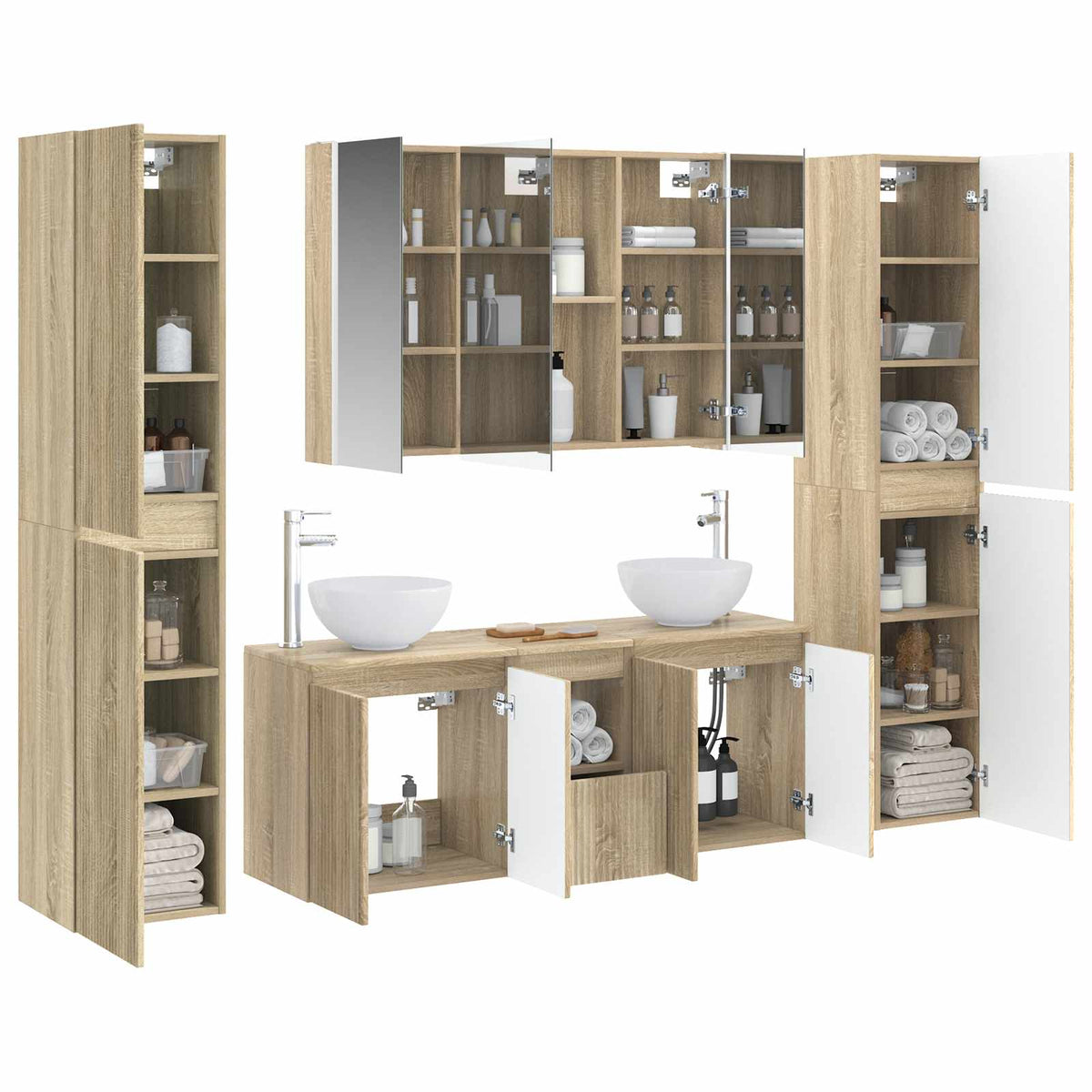 Set di mobili per il bagno 6 pz Rovere Sonoma | homemem39