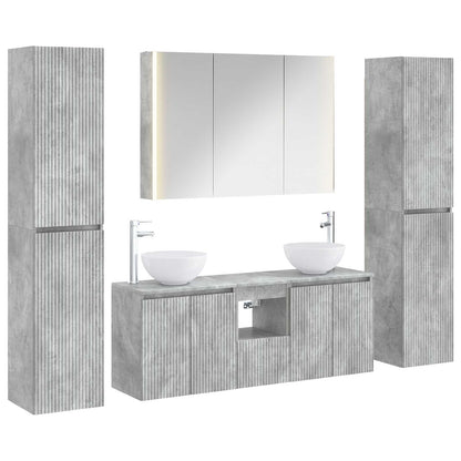 Set di mobili per il bagno 6 pz Grigio Cemento | homemem39
