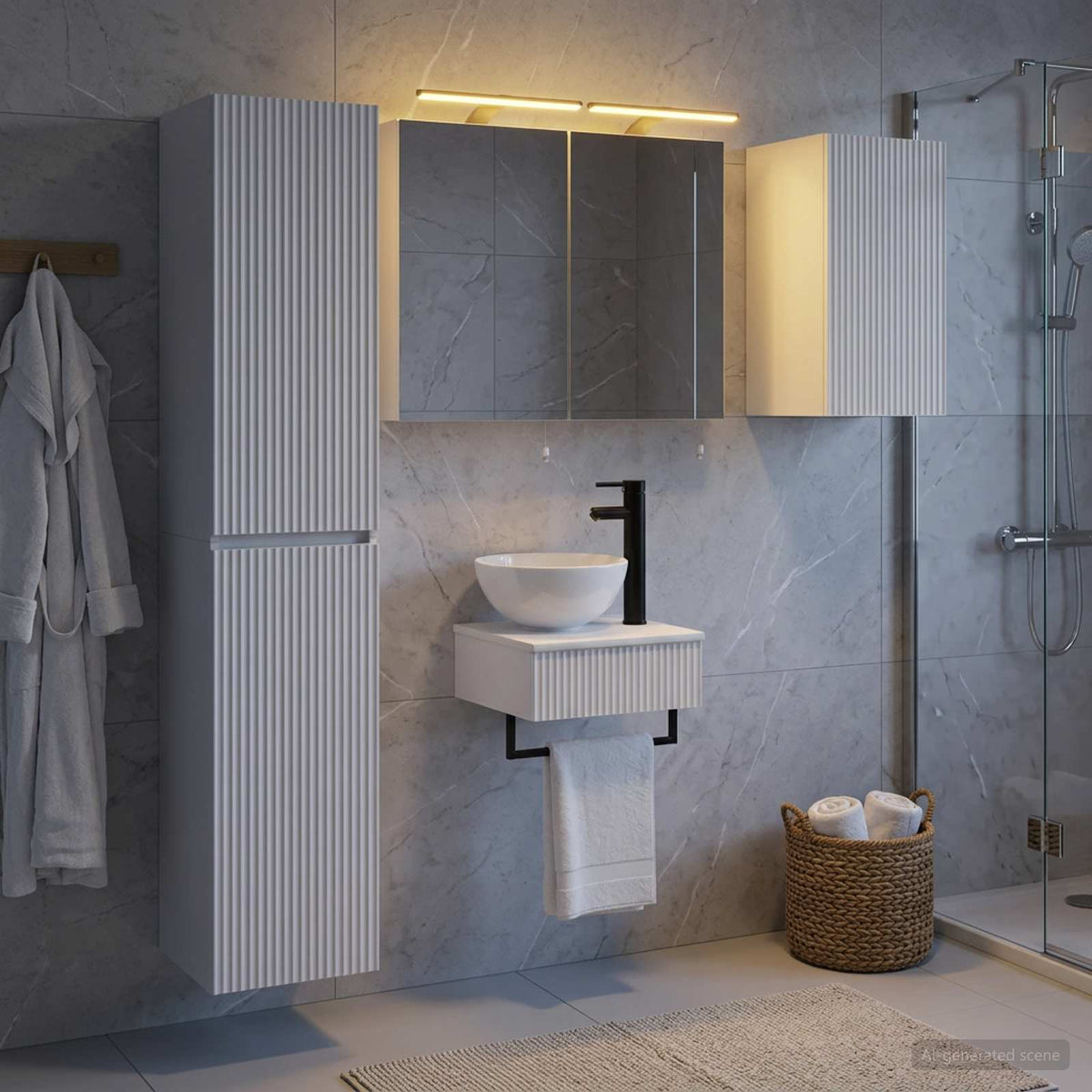Set di mobili per il bagno 5 pz Bianco | homemem39