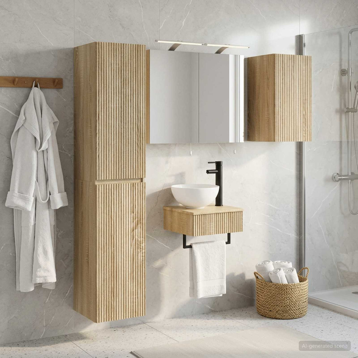Set di mobili per il bagno 5 pz Rovere Sonoma | homemem39