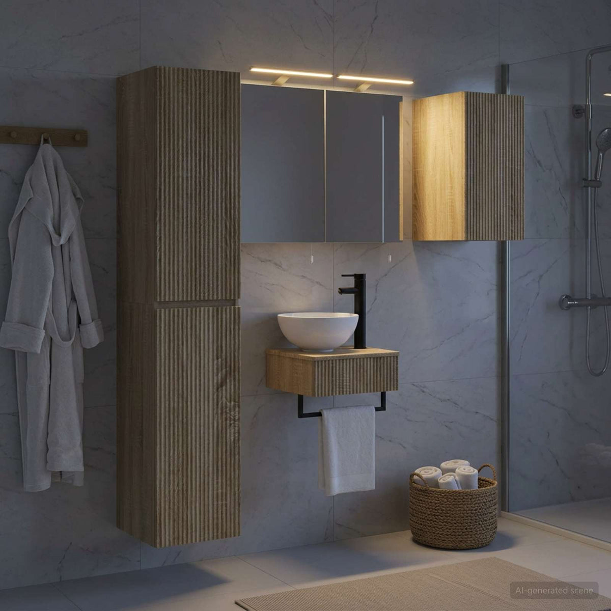 Set di mobili per il bagno 5 pz Rovere Sonoma | homemem39