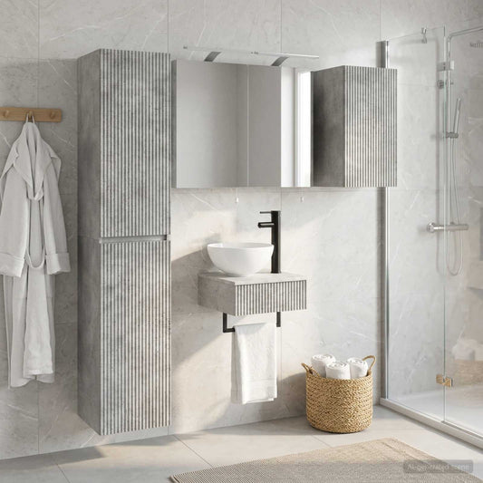 Set di mobili per il bagno 5 pz Grigio Cemento
