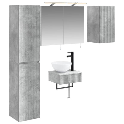 Set di mobili per il bagno 5 pz Grigio Cemento