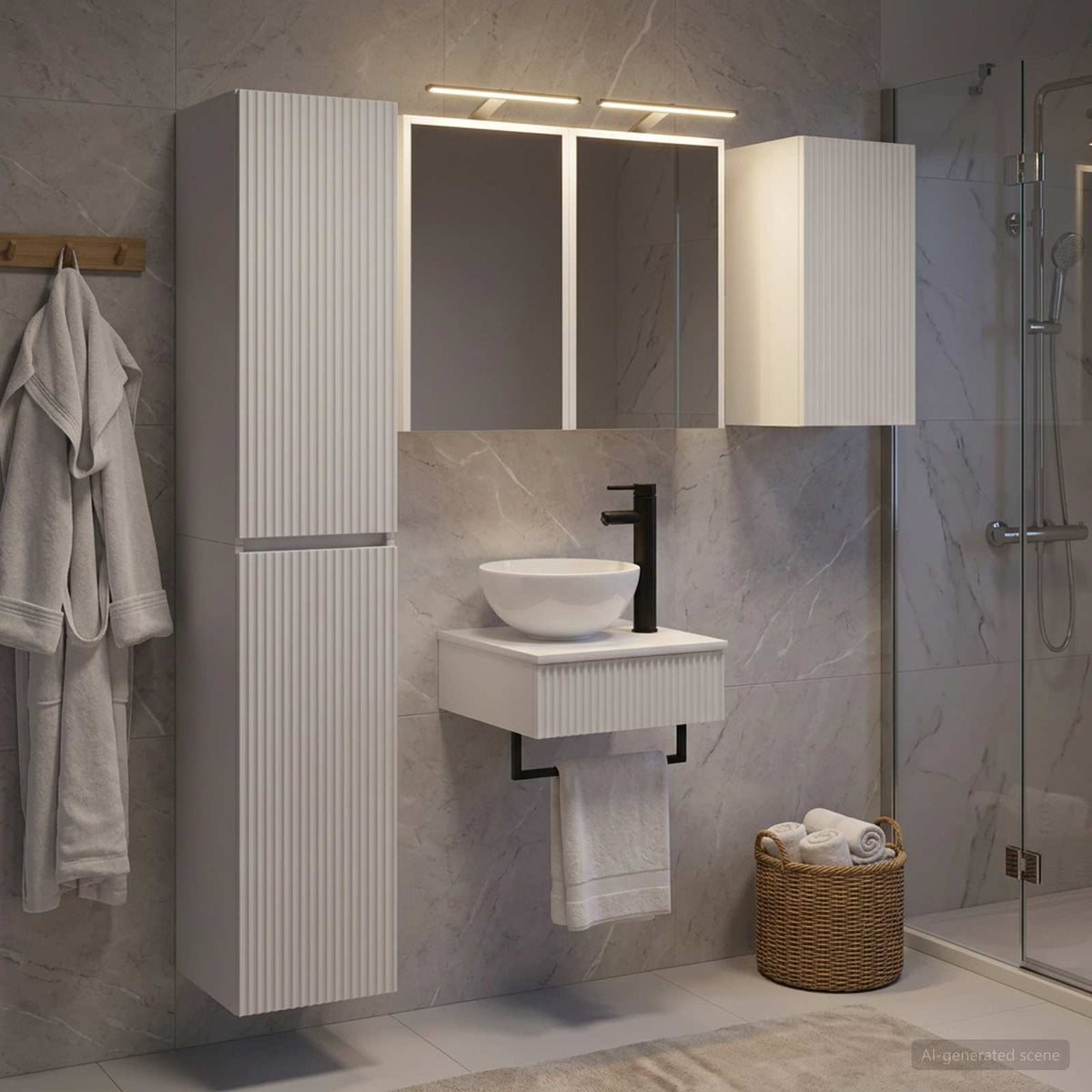 Set di mobili per il bagno 5 pz Bianco | homemem39