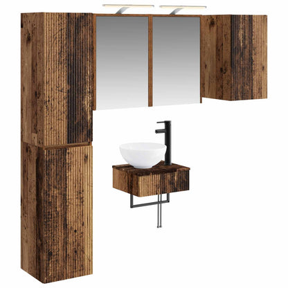 Set di mobili per il bagno 5 pz Legno antico | homemem39
