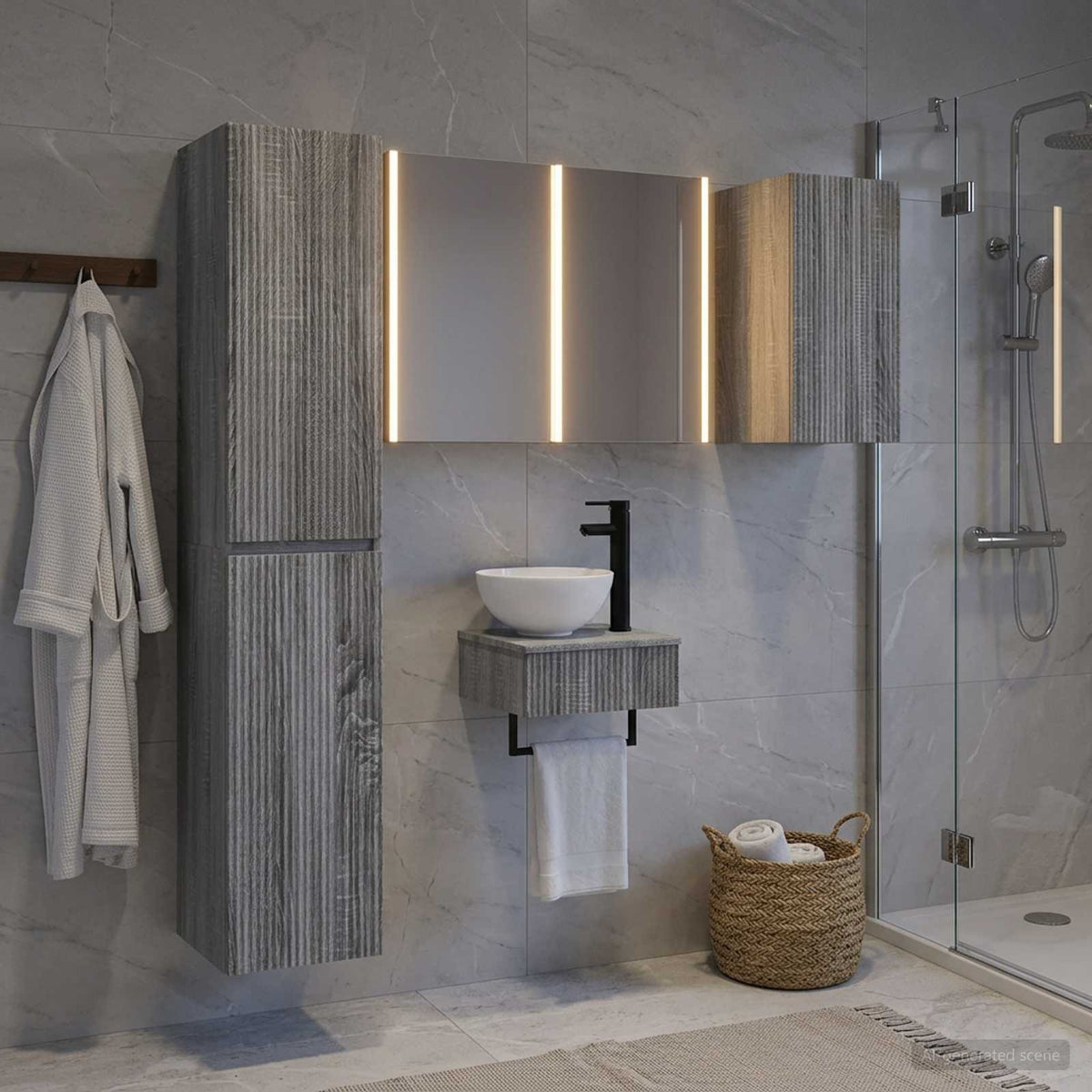 Set di mobili per il bagno 5 pz Sonoma grigio | homemem39