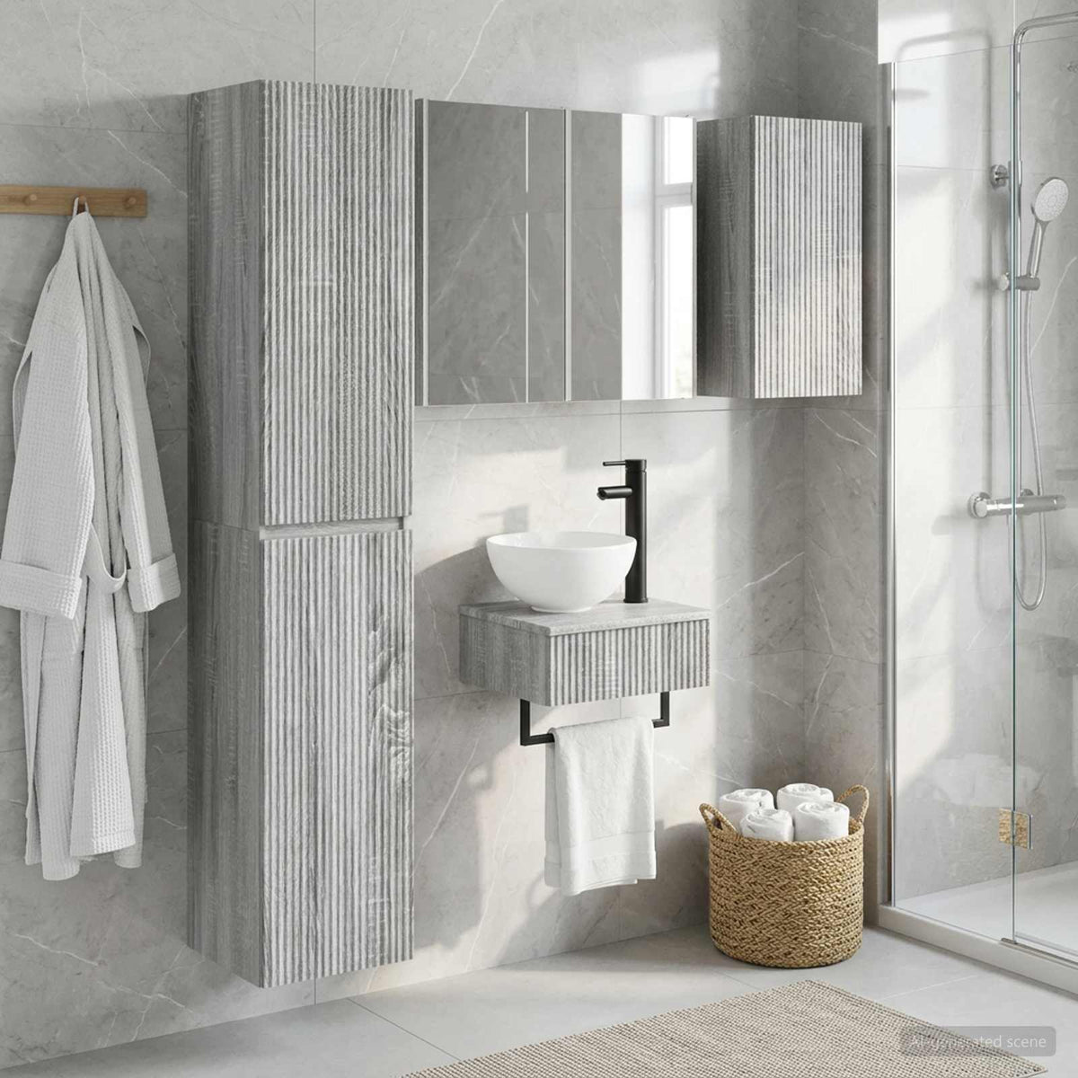 Set di mobili per il bagno 5 pz Sonoma grigio | homemem39