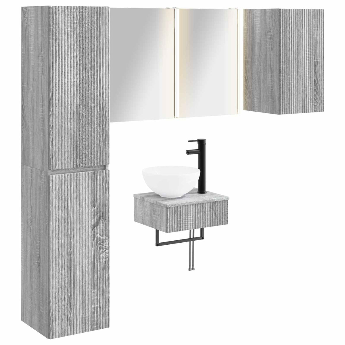 Set di mobili per il bagno 5 pz Sonoma grigio | homemem39