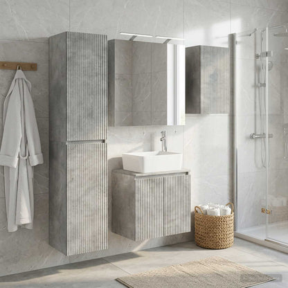 Set di Armadi da Bagno 5 pz Grigio Cemento Legno ingegnerizzato | homemem39