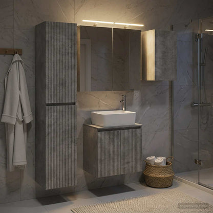 Set di Armadi da Bagno 5 pz Grigio Cemento Legno ingegnerizzato | homemem39