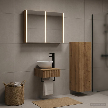Set di Armadi da Bagno 4 pz Rovere Artigianale