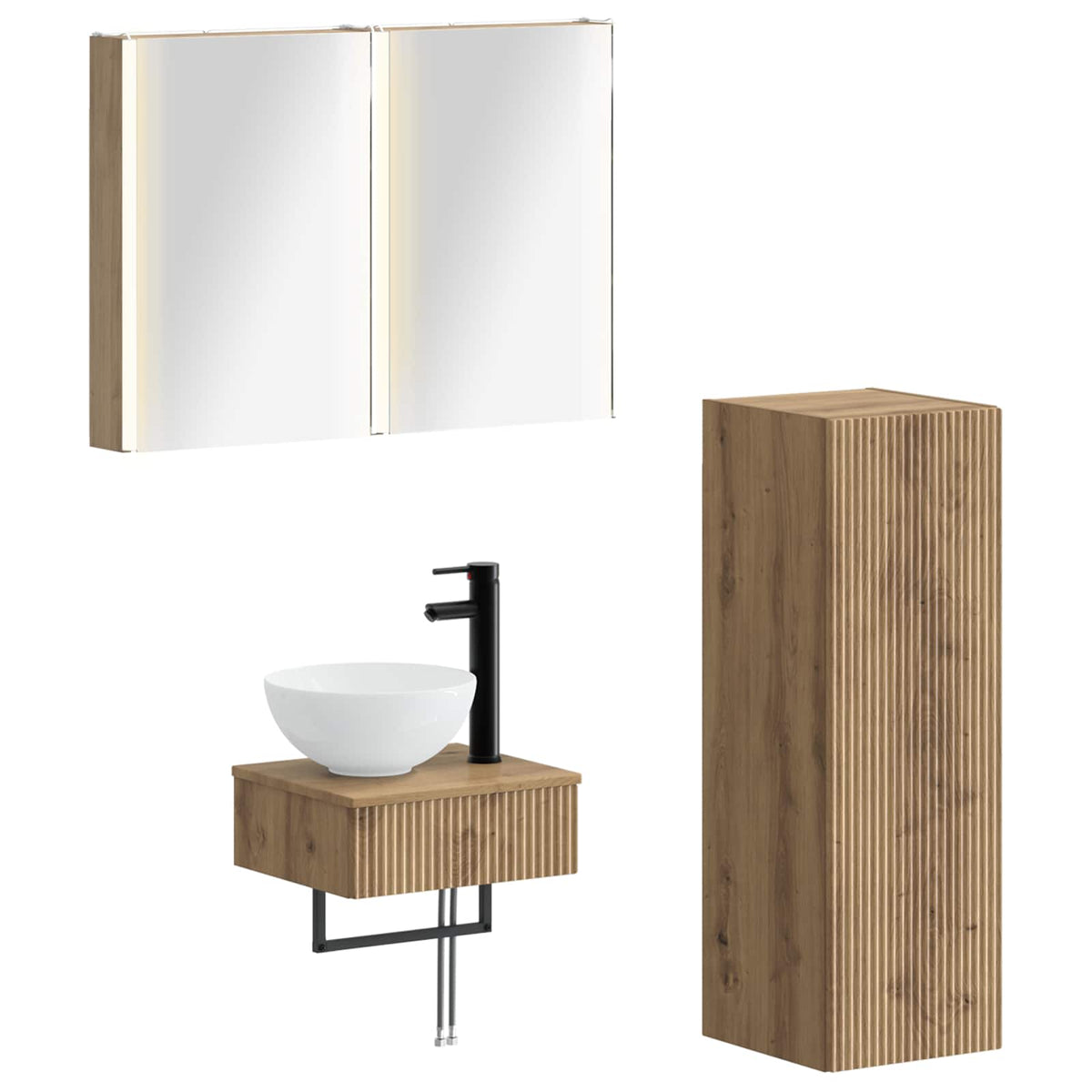 Set di Armadi da Bagno 4 pz Rovere Artigianale