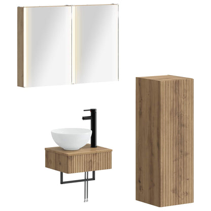 Set di Armadi da Bagno 4 pz Rovere Artigianale