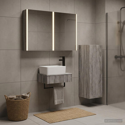 Set di mobili per il bagno 4 pz Sonoma grigio