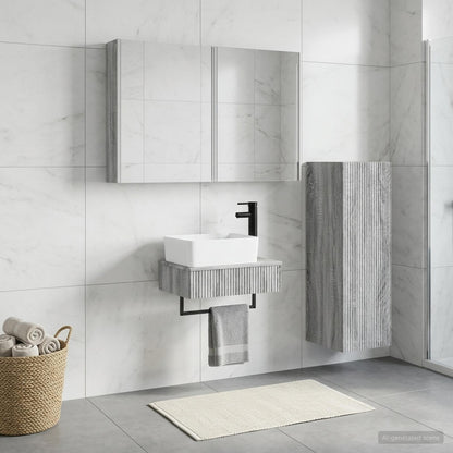 Set di mobili per il bagno 4 pz Sonoma grigio | homemem39
