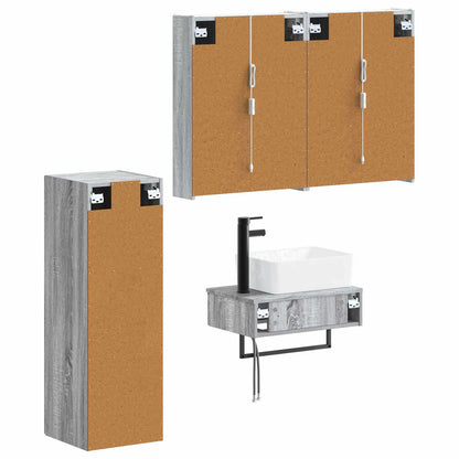 Set di mobili per il bagno 4 pz Sonoma grigio