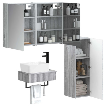 Set di mobili per il bagno 4 pz Sonoma grigio
