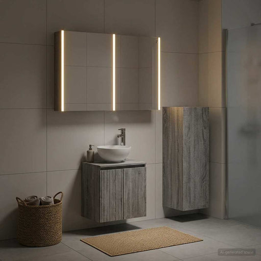 Set di mobili per il bagno 4 pz Sonoma grigio