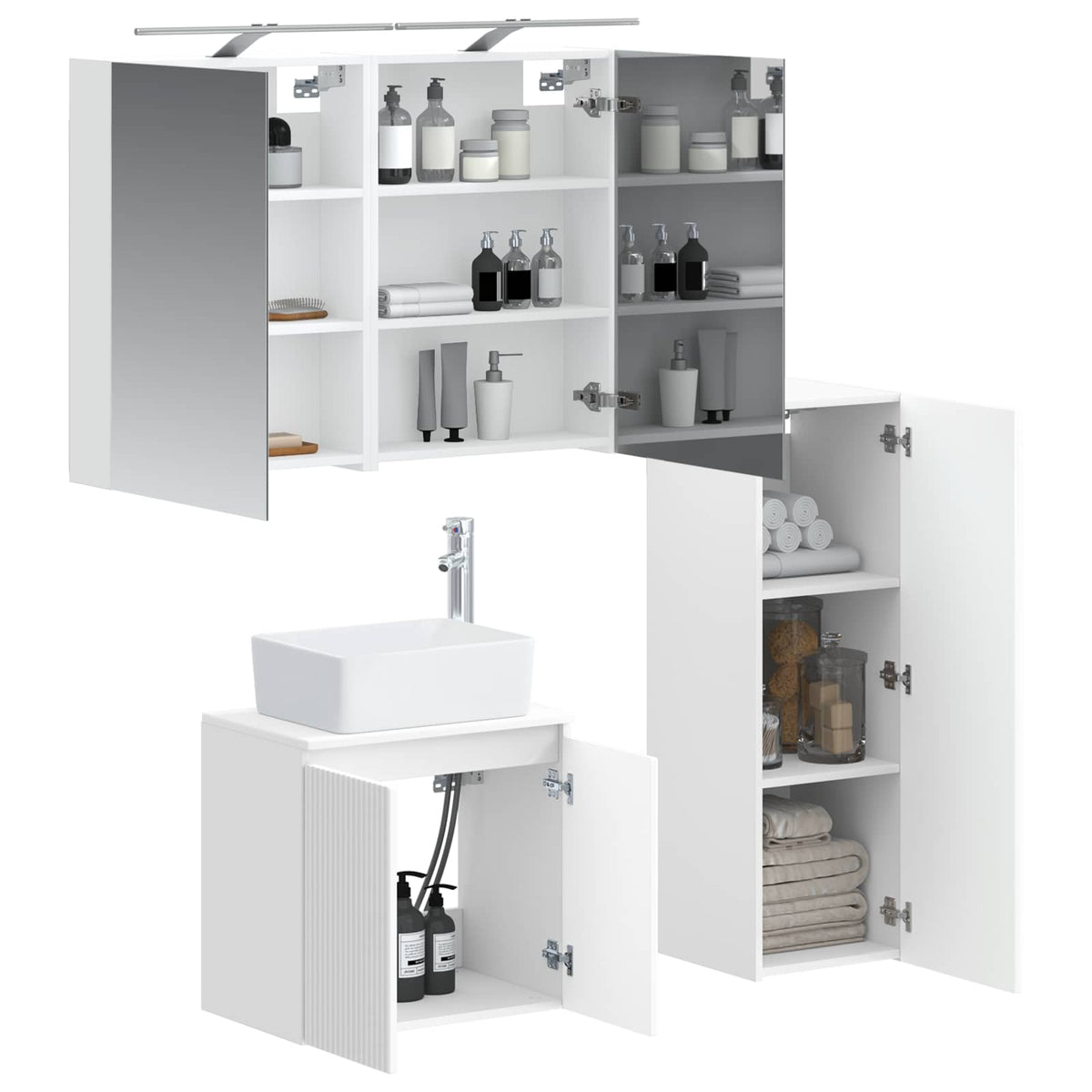 Set di mobili per il bagno 4 pz Bianco