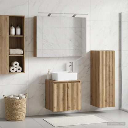 Set di mobili per il bagno 4 pz Rovere Artigianale | homemem39