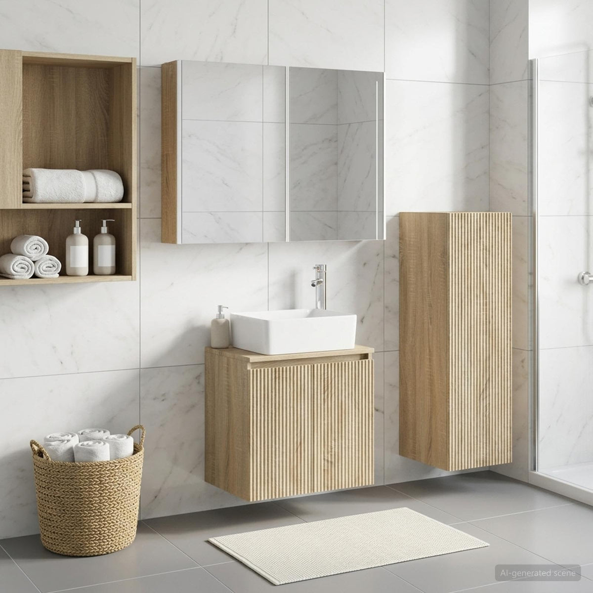 Set di mobili per il bagno 4 pz Rovere Sonoma