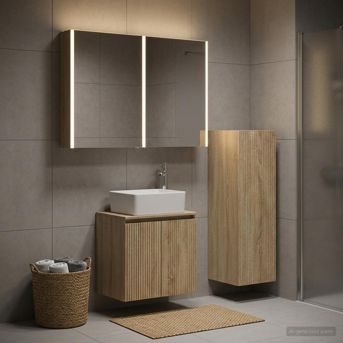 Set di mobili per il bagno 4 pz Rovere Sonoma